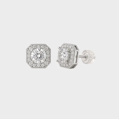 Moissanite Halo Earrings